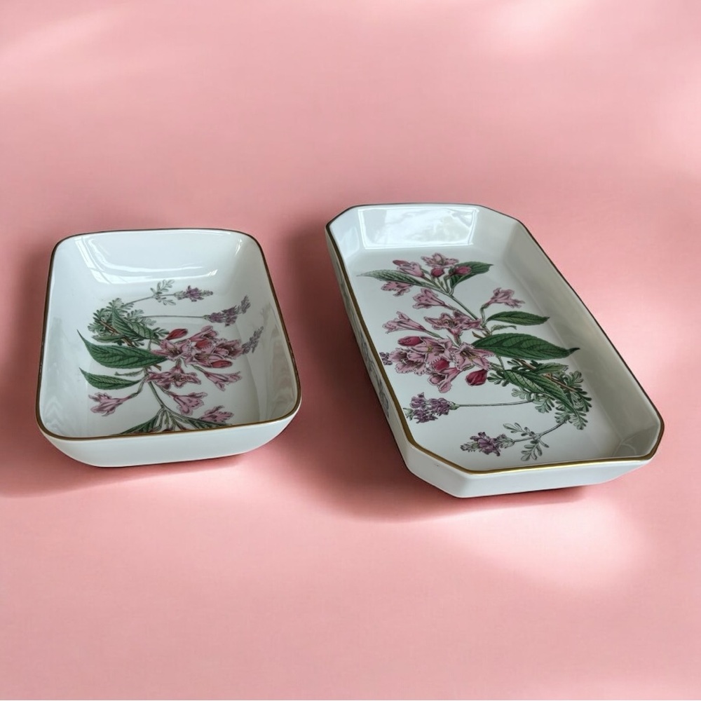 Spode lot of 2 Stanford Flowers oven to tableware Weigela & Lavender baking pans